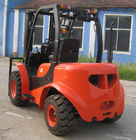 Red Steel 2 Wheel Drive Forklift , Compact All Terrain Forklift 2.5 Ton